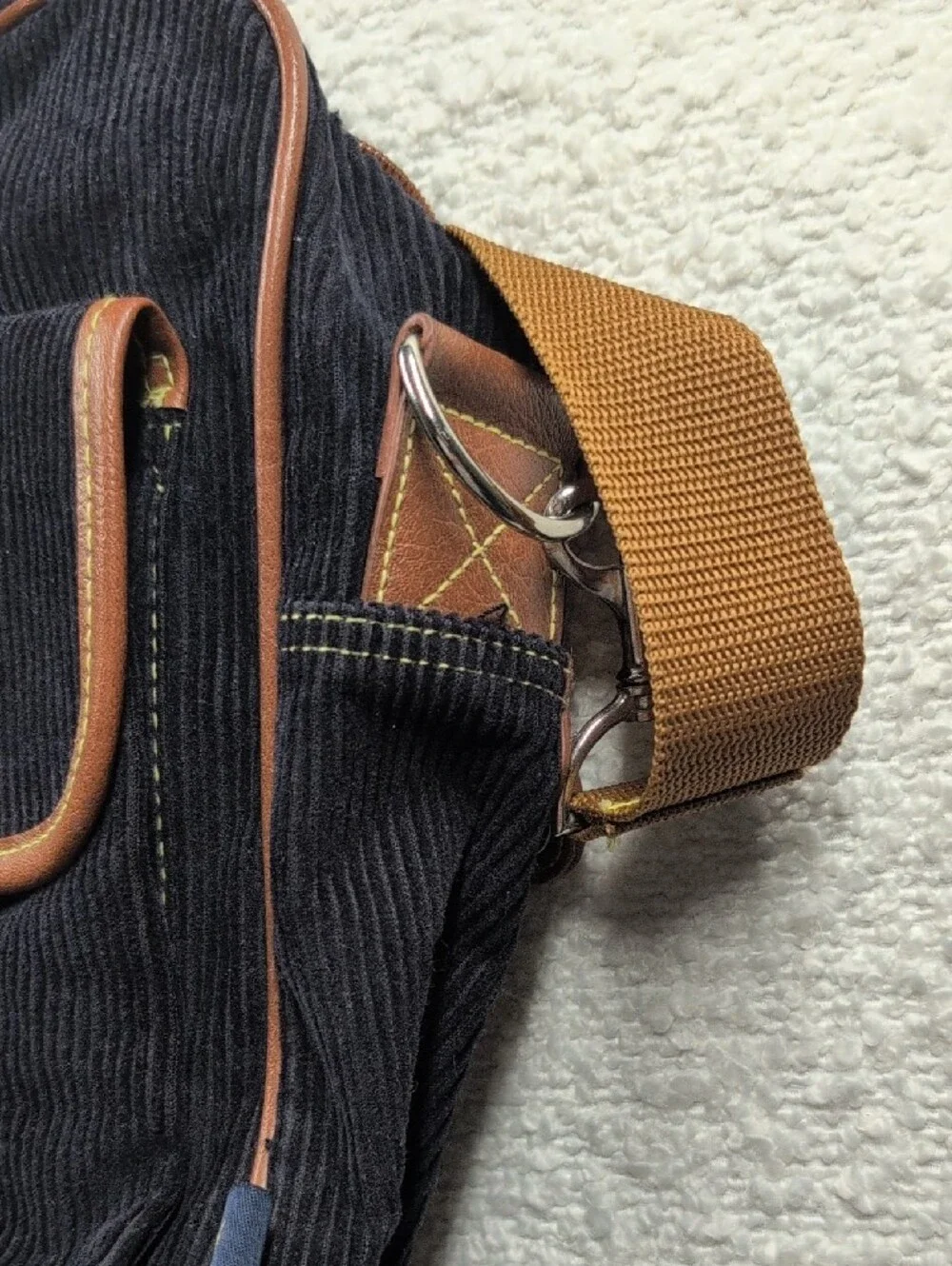 Nautica Blue Corduroy Weekend Laptop Bag with Brown Trim